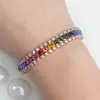 Emerald Cut Rainbow Color Sapphire Tennis Bracelet