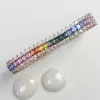 Emerald Cut Rainbow Color Sapphire Tennis Bracelet