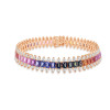 Emerald Cut Rainbow Color Sapphire Tennis Bracelet