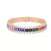 Emerald Cut Rainbow Color Sapphire Tennis Bracelet