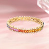 Emerald Cut Rainbow Color Sapphire Tennis Bracelet
