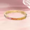 Emerald Cut Rainbow Color Sapphire Tennis Bracelet