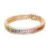 Emerald Cut Rainbow Color Sapphire Tennis Bracelet