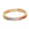 Emerald Cut Rainbow Color Sapphire Tennis Bracelet