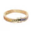 Emerald Cut Rainbow Color Sapphire Tennis Bracelet