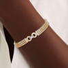Bezal-Set Round Cut White Sapphire Statement Bracelet
