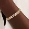Bezal-Set Round Cut White Sapphire Statement Bracelet