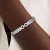 Bezal-Set Round Cut White Sapphire Statement Bracelet