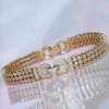 Bezal-Set Round Cut White Sapphire Statement Bracelet