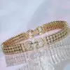 Bezal-Set Round Cut White Sapphire Statement Bracelet