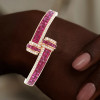 8.5ctw Princess Cut Ruby Bypass Bangle