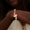 8.5ctw Princess Cut Rainbow Sapphire Bypass Bangle