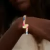 8.5ctw Princess Cut Rainbow Sapphire Bypass Bangle