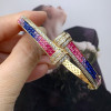 8.5ctw Princess Cut Rainbow Sapphire Bypass Bangle