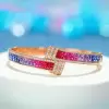 8.5ctw Princess Cut Rainbow Sapphire Bypass Bangle