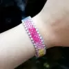 38ctw Multicolor Sapphire Five-Row Rainbow Bracelet