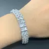 45ctw Asscher Cut White Two Row Bracelet