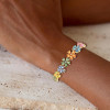 26ctw Pear Cut Multicolor Sapphire Flower Bracelet