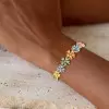 26ctw Pear Cut Multicolor Sapphire Flower Bracelet