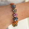 26ctw Pear Cut Multicolor Sapphire Flower Bracelet
