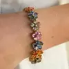 26ctw Pear Cut Multicolor Sapphire Flower Bracelet