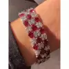 36ctw White Sapphire and Three Row Ruby Bracelet