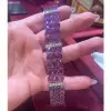 42ctw Oval Cut Amethyst Three Row Statement Bracelet
