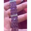42ctw Oval Cut Amethyst Three Row Statement Bracelet