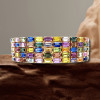 45ctw Multicolor Sapphire Five Row Statement Bracelet