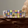 45ctw Multicolor Sapphire Five Row Statement Bracelet