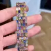45ctw Multicolor Sapphire Five Row Statement Bracelet