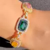 49ctw Cushion Cut Multicolor Sapphire Halo Statement Bracelet