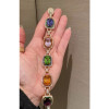 49ctw Cushion Cut Multicolor Sapphire Halo Statement Bracelet