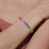 28ctw Emerald Cut Multicolor Sapphire Rainbow Bracelet