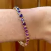 21ctw Heart Cut Multicolor Sapphire Rainbow Bracelet