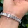 16ctw Baguette Cut White Sapphire Unisex Bangle