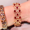 30ctw Halo Pear Cut Ruby Statement Bracelet