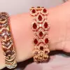 30ctw Halo Pear Cut Ruby Statement Bracelet