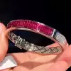 20ctw Princess Cut White Sapphire and Ruby Bangle
