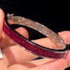 20ctw Princess Cut White Sapphire and Ruby Bangle
