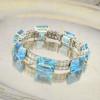 37ctw Emerald Cut Aquamarine Art-deco Statement Bracelet