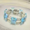 37ctw Emerald Cut Aquamarine Art-deco Statement Bracelet