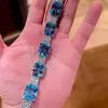37ctw Emerald Cut Aquamarine Art-deco Statement Bracelet