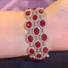 55ctw Halo Oval Cut Ruby Statement Bracelet