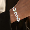 28ctw White Sapphire Paved Infinity Heart Statement Bracelet