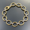 White Sapphire Two Tone Oval Link Bracelet