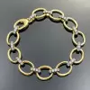 White Sapphire Two Tone Oval Link Bracelet