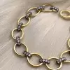 White Sapphire Two Tone Oval Link Bracelet