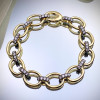 White Sapphire Two Tone Oval Link Bracelet