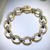 White Sapphire Two Tone Oval Link Bracelet
